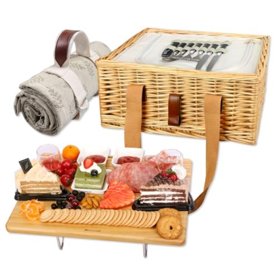 Basket Bag Wicker - Wicker Picnic Basket for 2 with