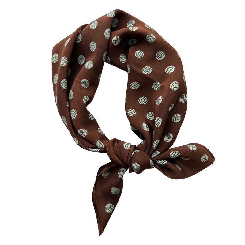 Women'S Retro Bags - 100% Mulberry Silk Brown Polka Dot
