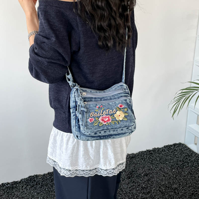 Women Bags Sale - New Lightweight Denim Zipper Crossbody Bag