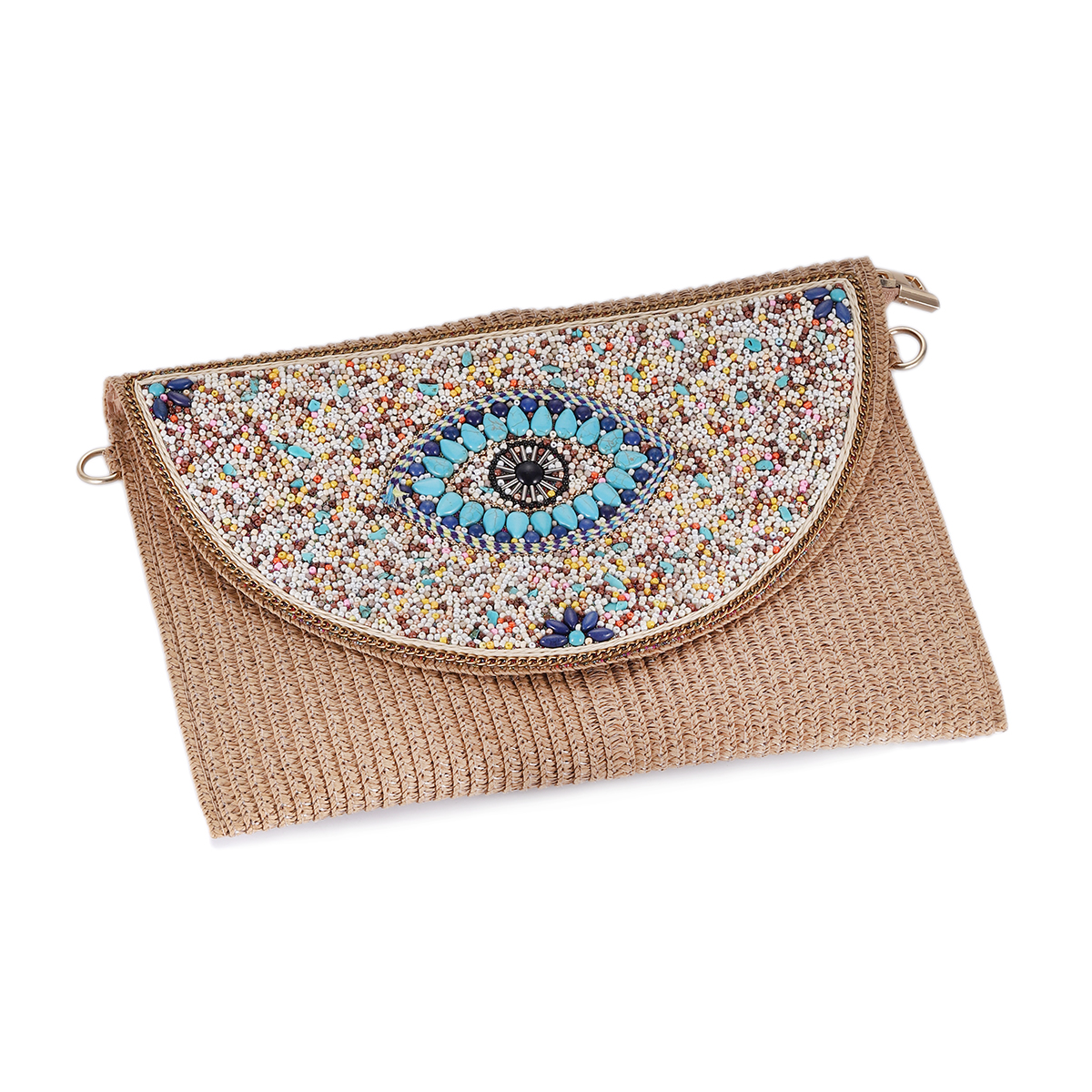 Bohemian Evil Eye Embroidered  - Women'S Raffia Bags 评论和价格