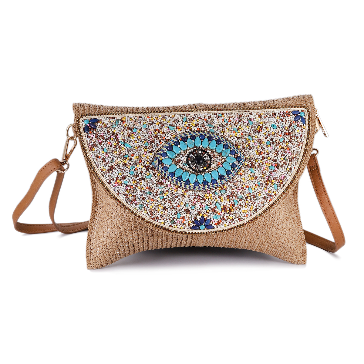 Bohemian Evil Eye Embroidered  - Women'S Raffia Bags 评论和价格