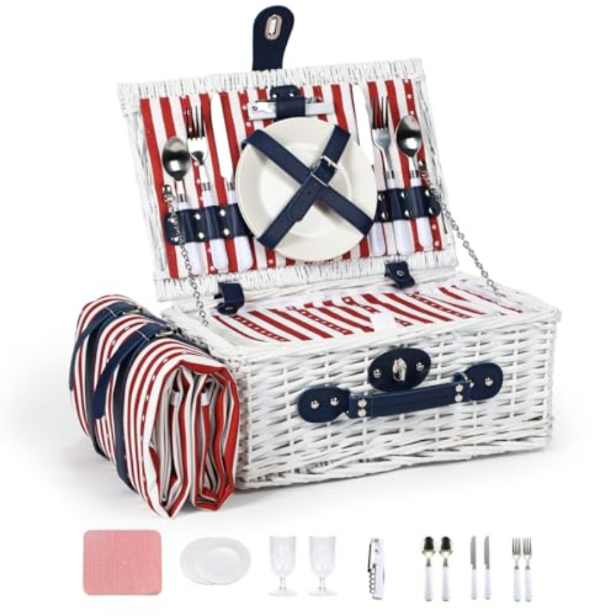 Wicker Picnic Basket for 2 wit - Basket Bag Wicker 评论和价格