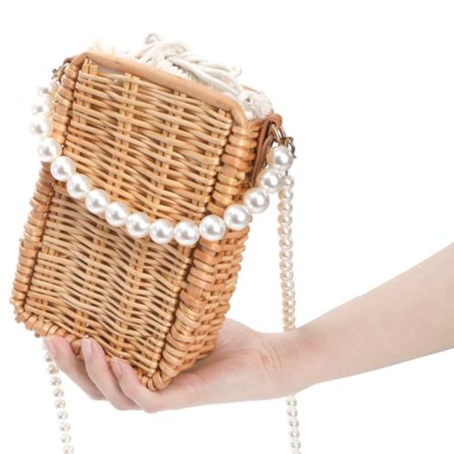 Pearl Basket Purse, Handwoven  - Basket Bag Wicker 评论和价格