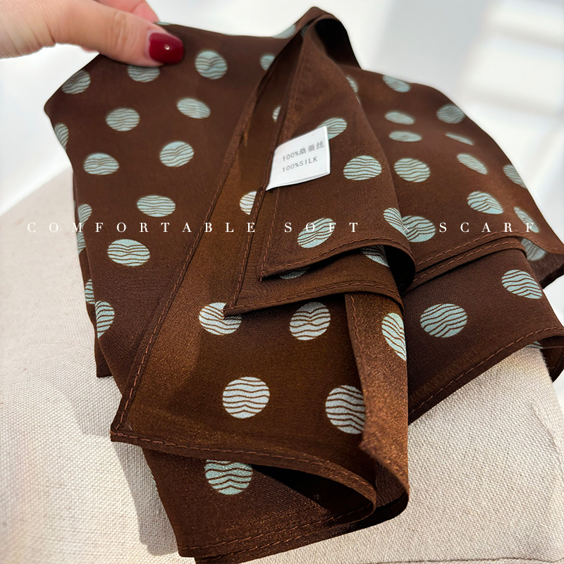 100% Mulberry Silk Brown Polka - Women'S Retro Bags 评论和价格