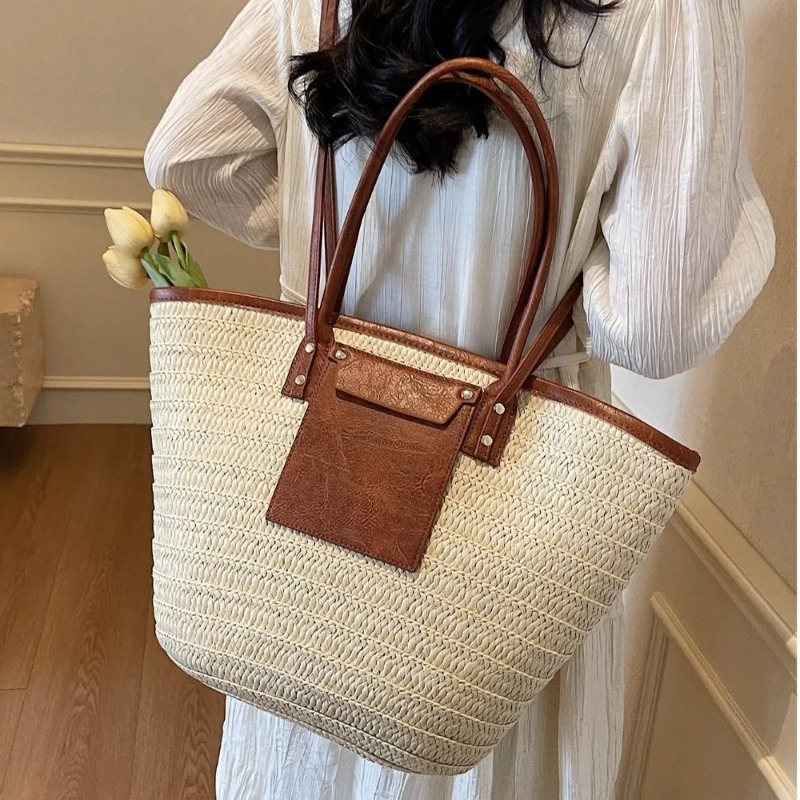 Woven Shoulder Bag Straw Baske - Women'S Raffia Bags 评论和价格