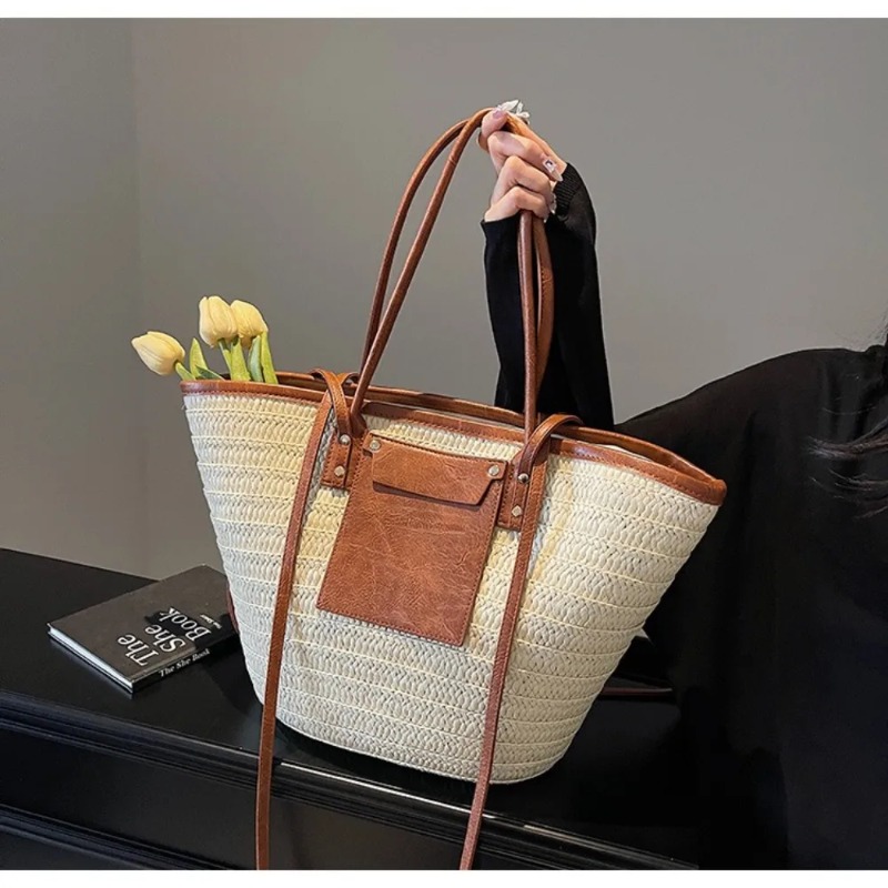 Woven Shoulder Bag Straw Baske - Women'S Raffia Bags 评论和价格