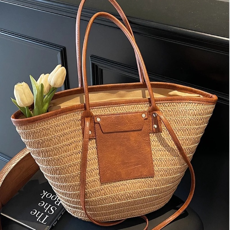 Woven Shoulder Bag Straw Baske - Women'S Raffia Bags 评论和价格