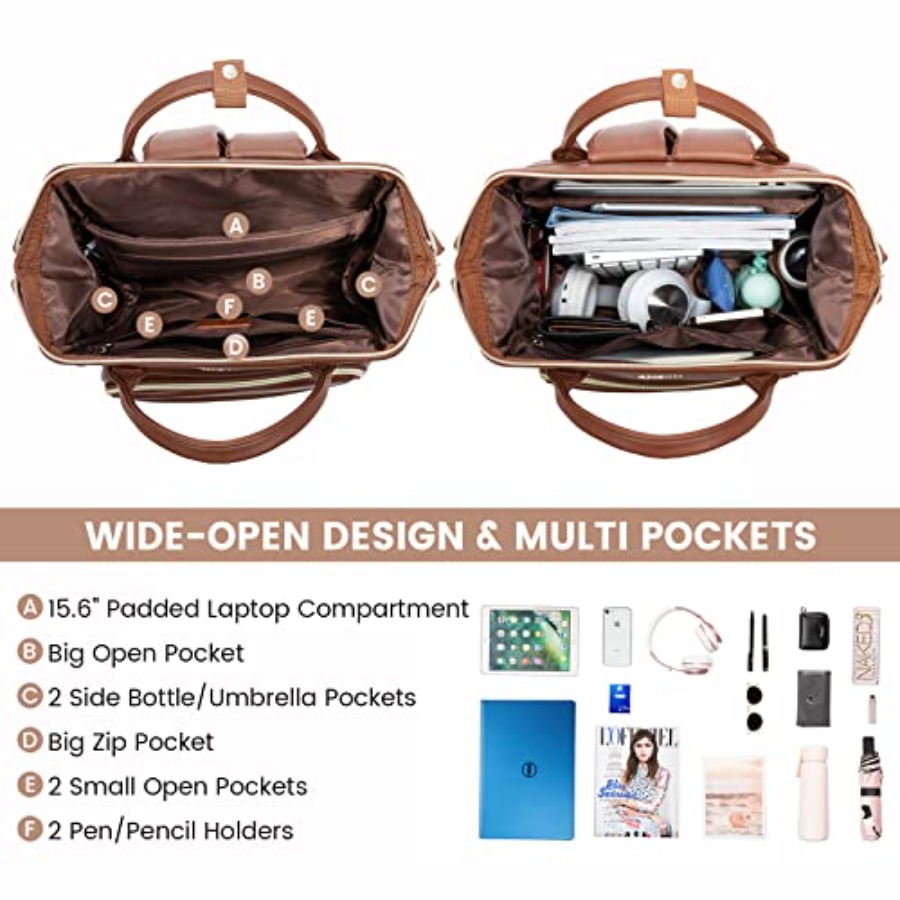 Leather Laptop Backpack for Wo - Women Bags Purses 评论和价格