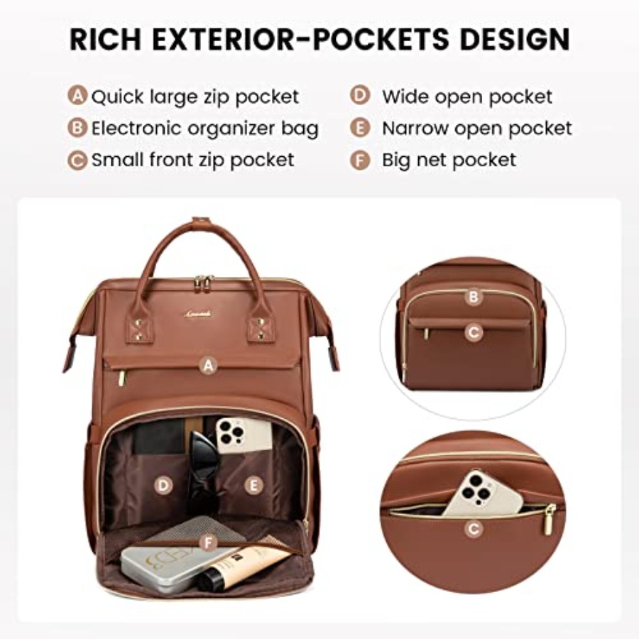 Leather Laptop Backpack for Wo - Women Bags Purses 评论和价格