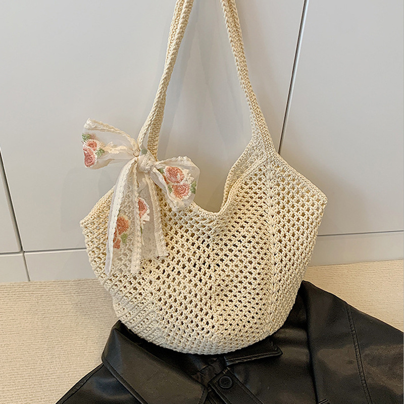 Summer Lace Bow Tote Bags Wome - Women'S Raffia Bags 评论和价格