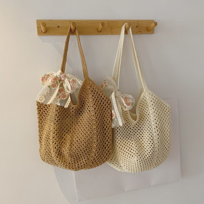 Summer Lace Bow Tote Bags Wome - Women'S Raffia Bags 评论和价格