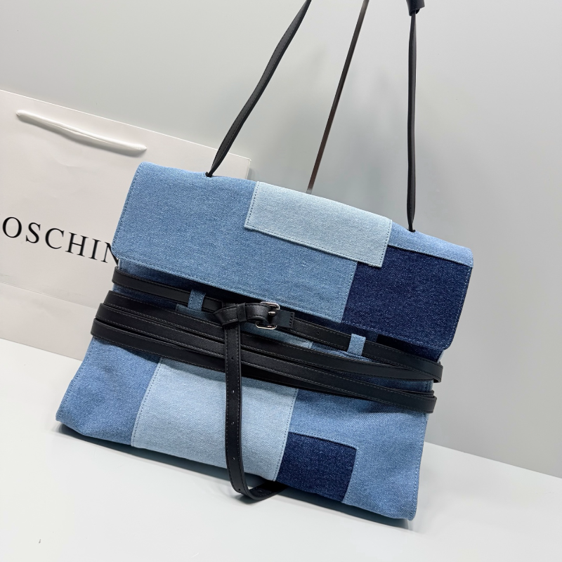 Color Block Denim Handbag Cros - Women Bags Purses 评论和价格