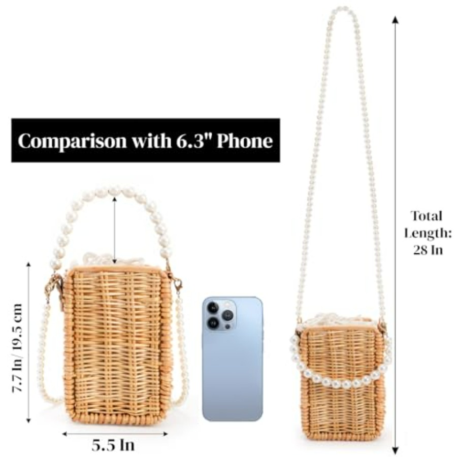 Pearl Basket Purse, Handwoven  - Basket Bag Wicker 评论和价格