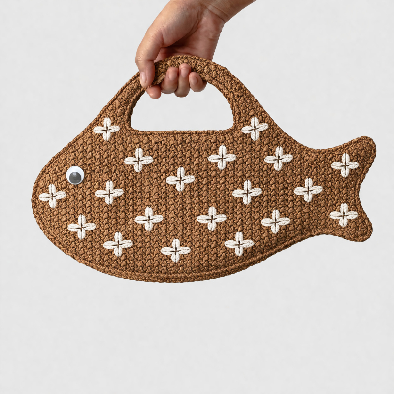 Embroidered Fish Raffia Straw  - Women'S Raffia Bags 评论和价格