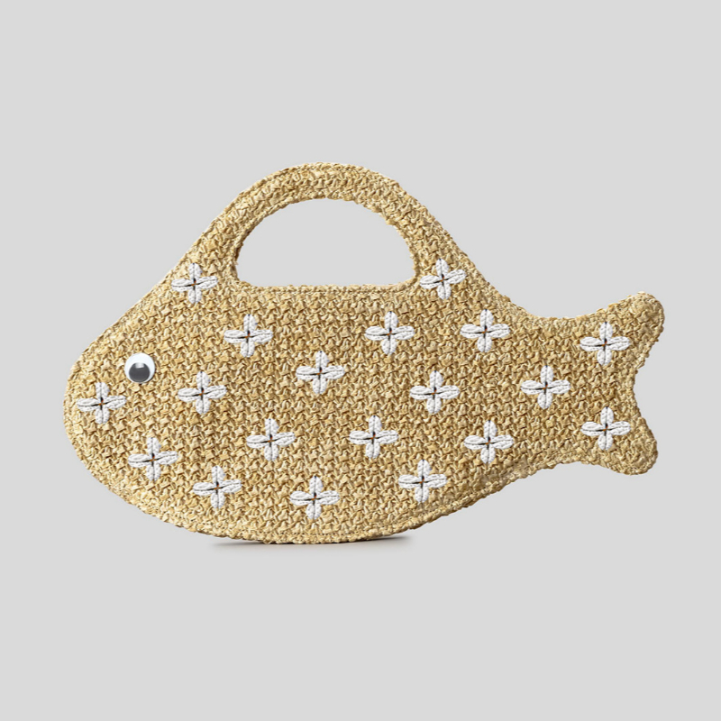 Embroidered Fish Raffia Straw  - Women'S Raffia Bags 评论和价格