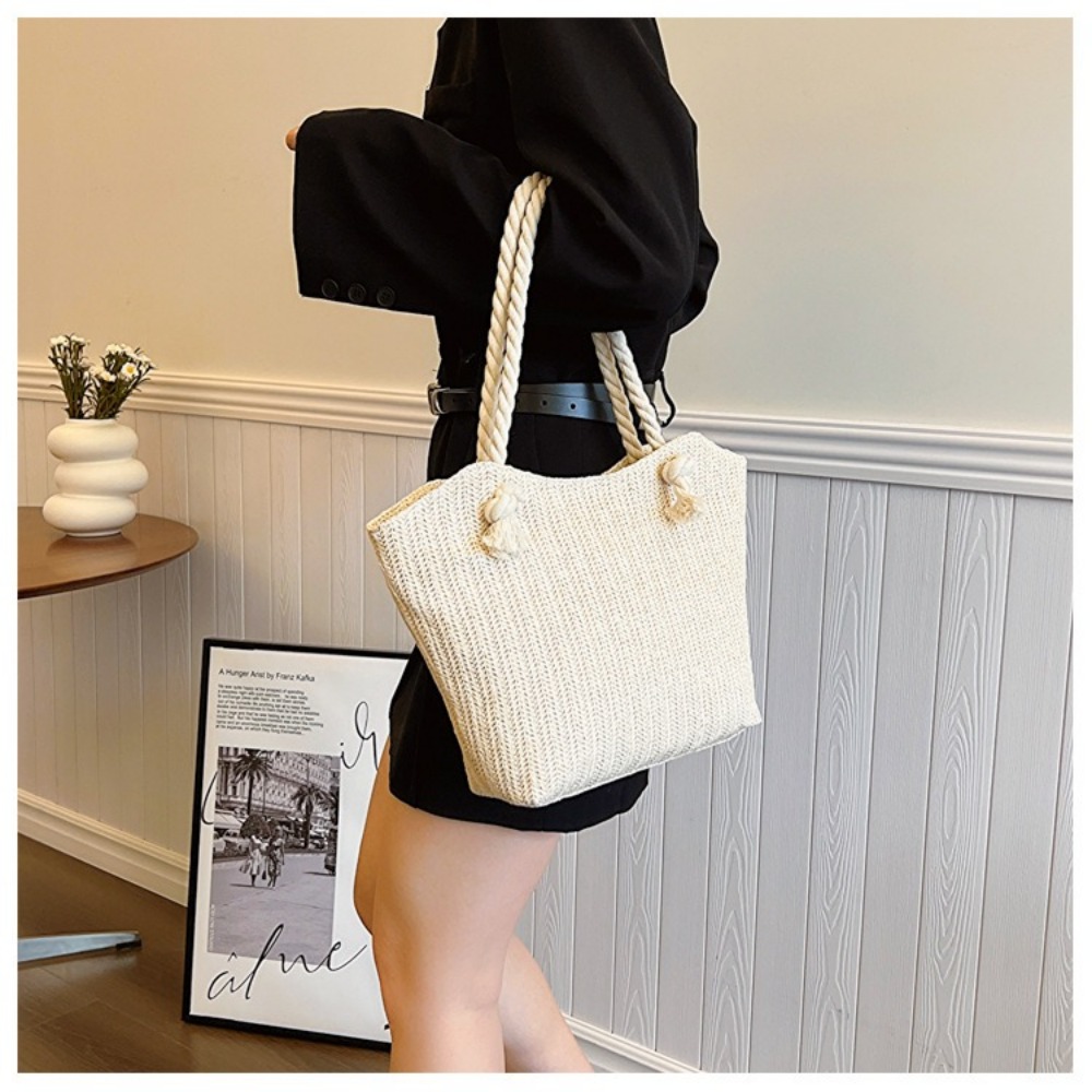 New Summer Beach Tote Bag Larg - Women'S Raffia Bags 评论和价格