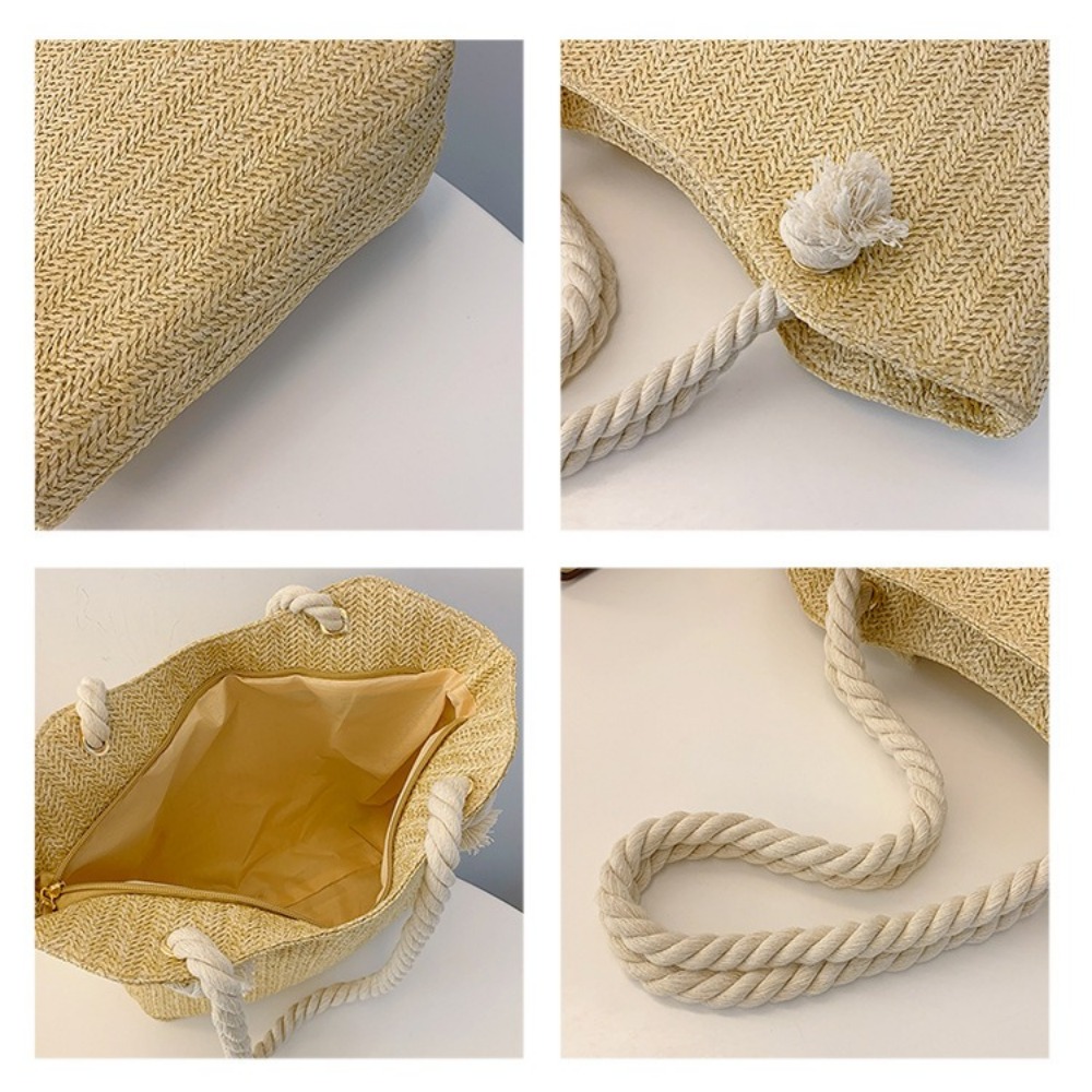 New Summer Beach Tote Bag Larg - Women'S Raffia Bags 评论和价格