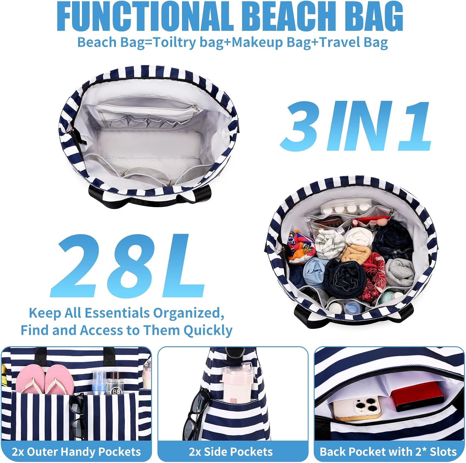 Large Waterproof Beach Bag wit - Women Bags Waterproof 评论和价格