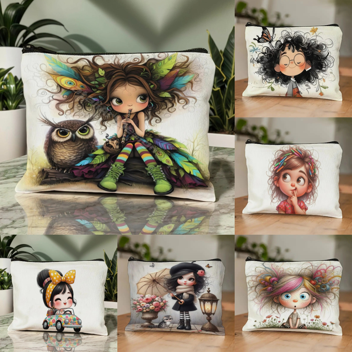 Cartoon Girl Makeup Bag Zipper - Women Bags Purses 评论和价格