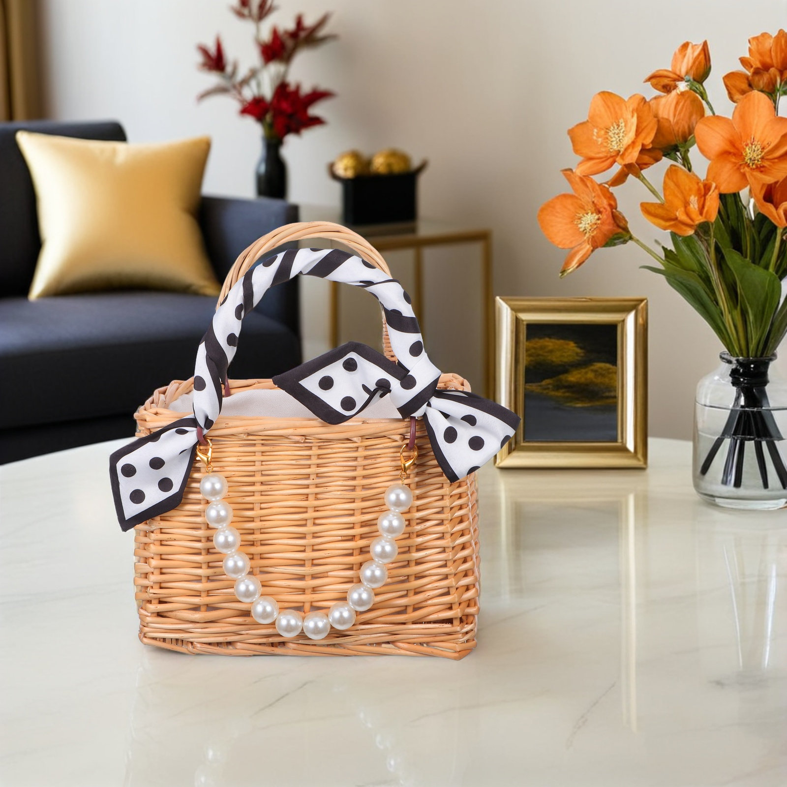 Decorative Handwoven Rattan Fl - Basket Bag Wicker 评论和价格