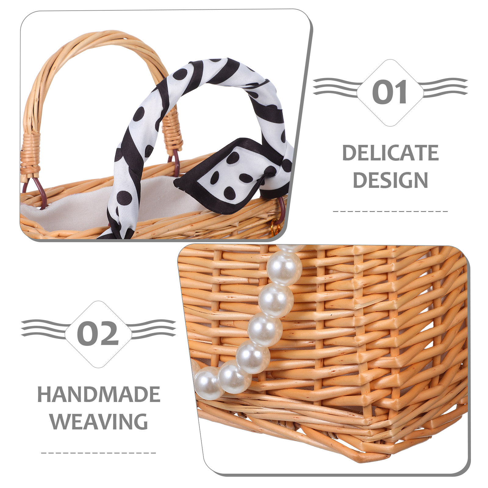 Decorative Handwoven Rattan Fl - Basket Bag Wicker 评论和价格