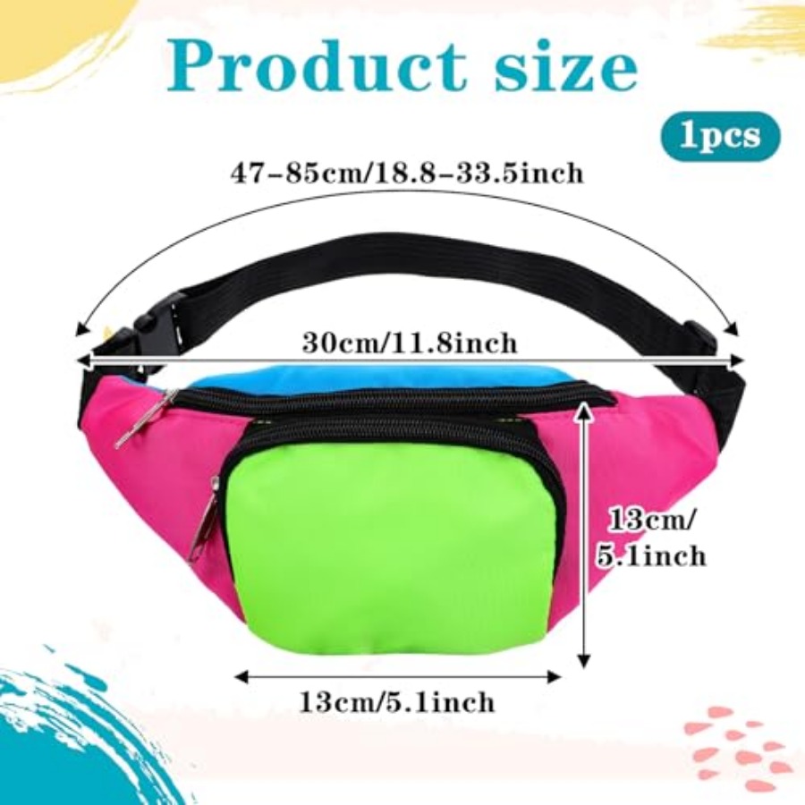 80s Neon Fanny Pack 2 Pockets  - Women'S Retro Bags 评论和价格