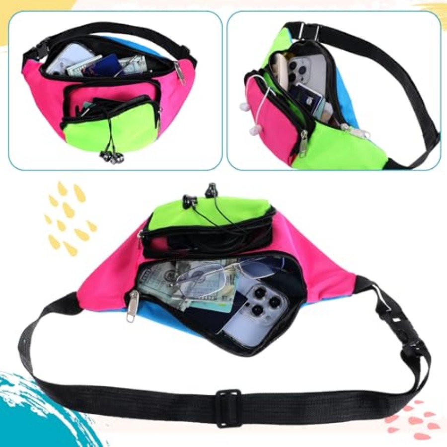 80s Neon Fanny Pack 2 Pockets  - Women'S Retro Bags 评论和价格