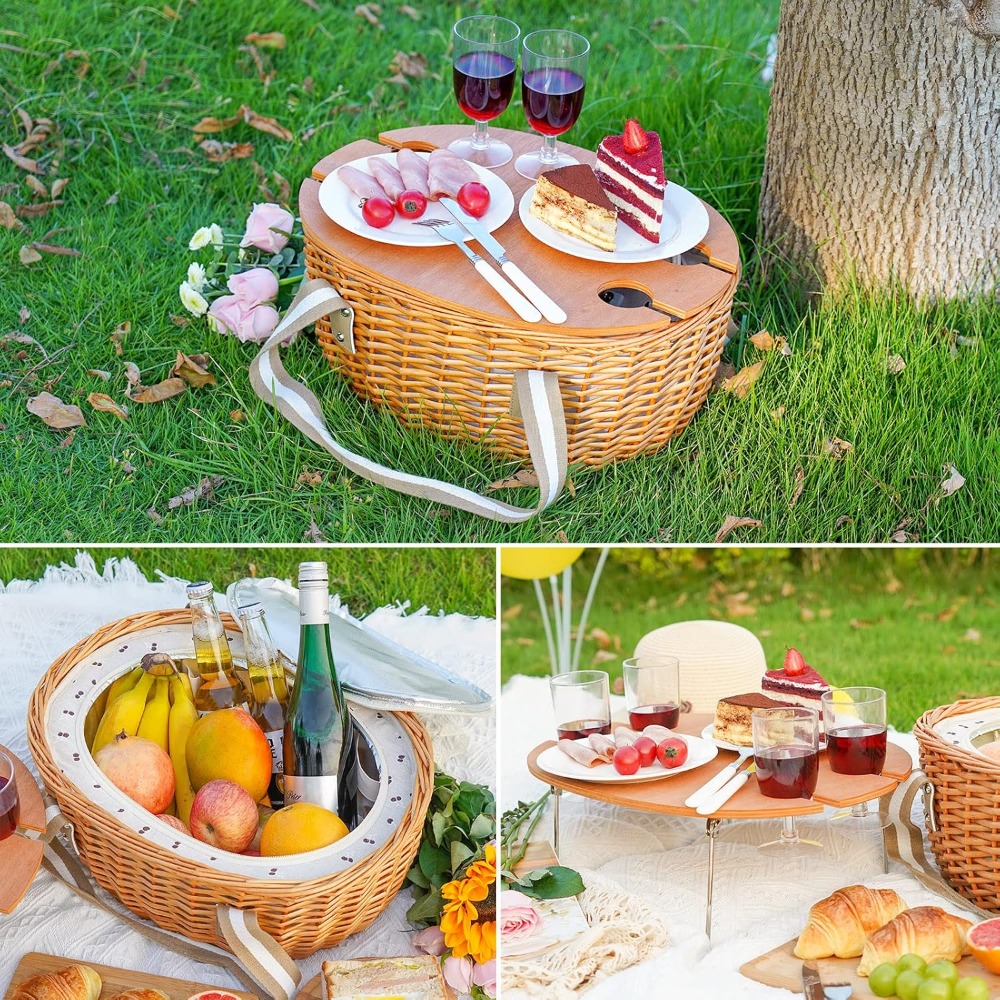 stboo picnic basket for 4, ins - Basket Bag Wicker 评论和价格