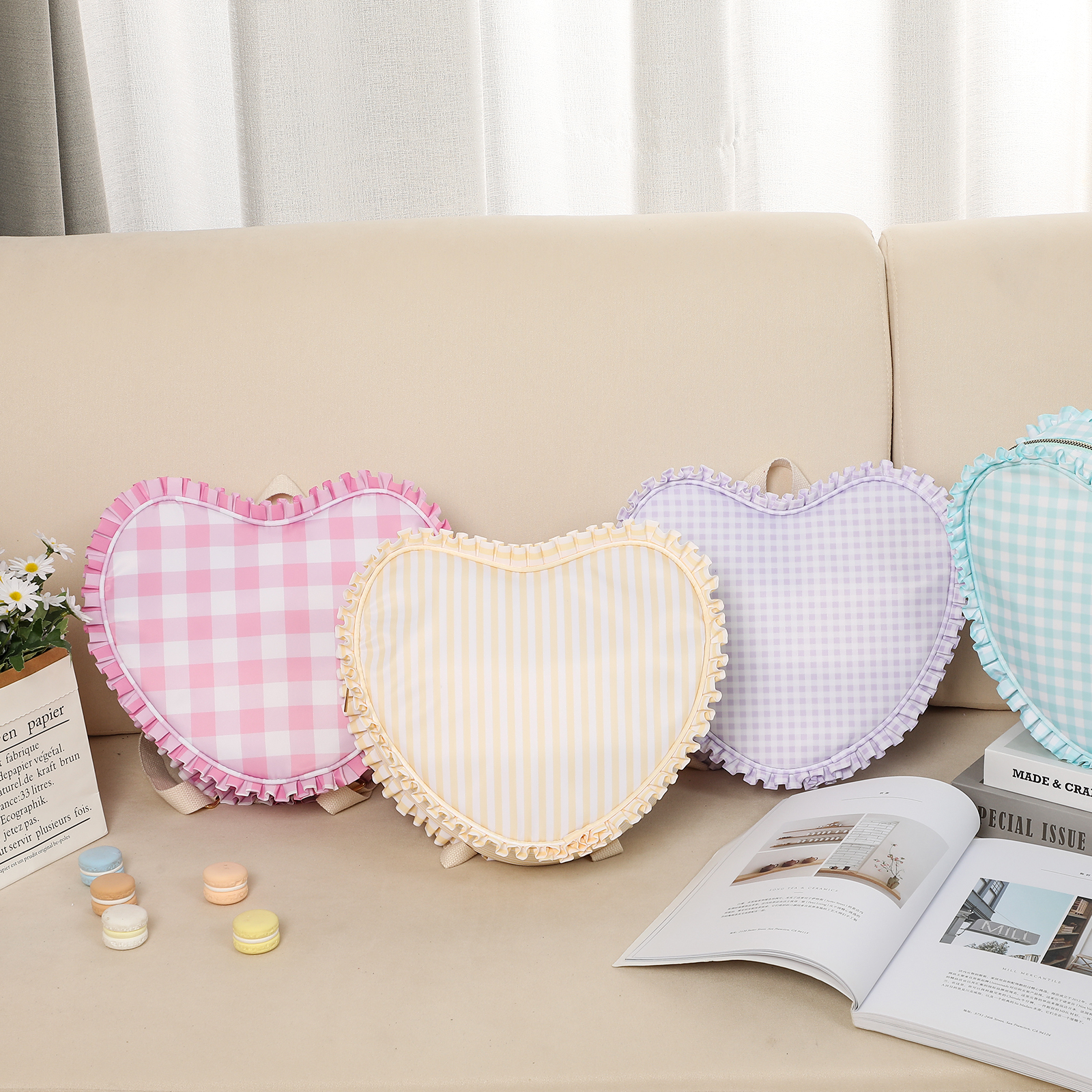 Ruffle Heart Shape Backpack Fa - Women Bags Offers 评论和价格