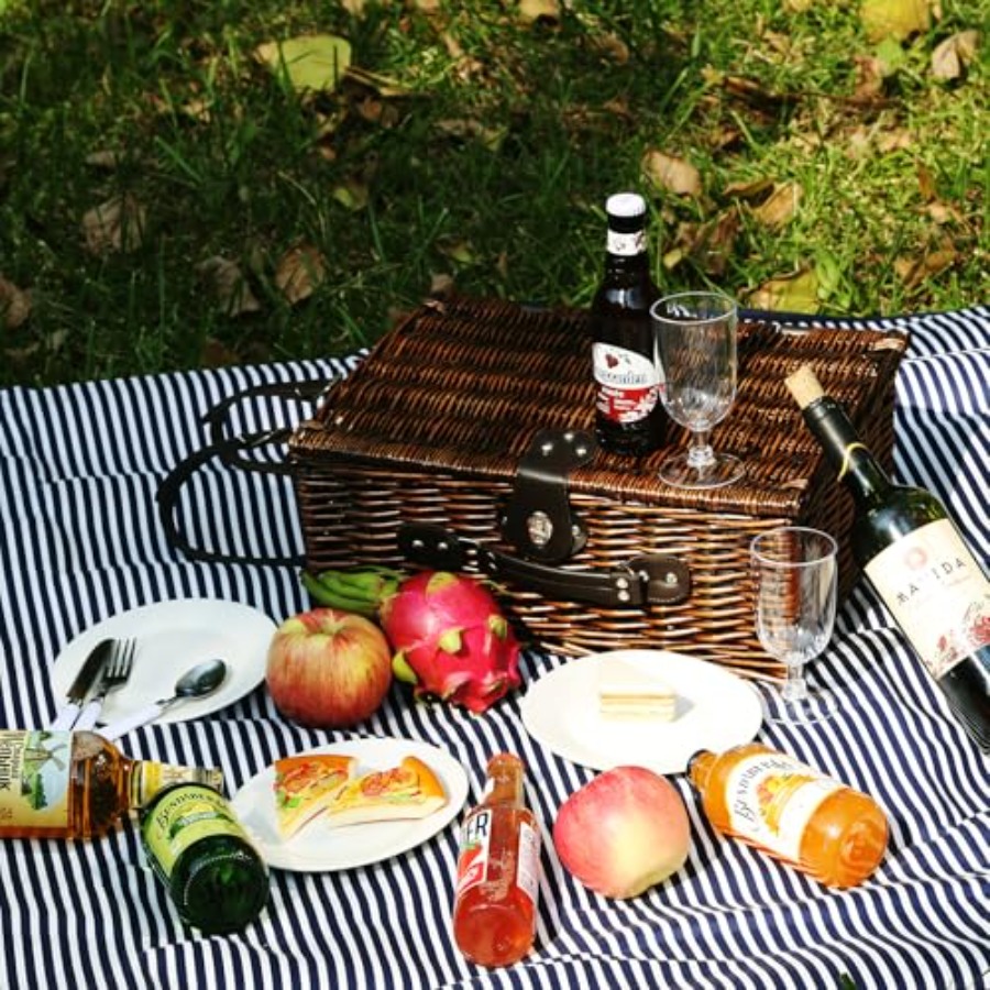 Picnic Basket Set for 4 with W - Basket Bag Wicker 评论和价格