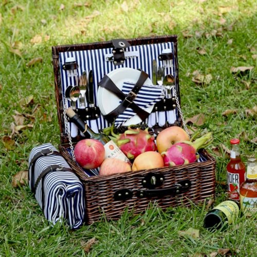 Picnic Basket Set for 4 with W - Basket Bag Wicker 评论和价格